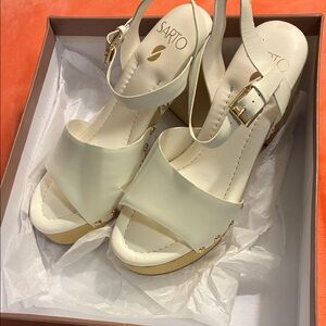 SARTO By Franco Sarto White and Tan Platform Heels